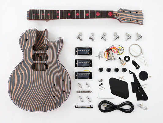 LP Custom All Zebrawood DIY Electric Guitar Kit (LRF-010, Limited Edition )