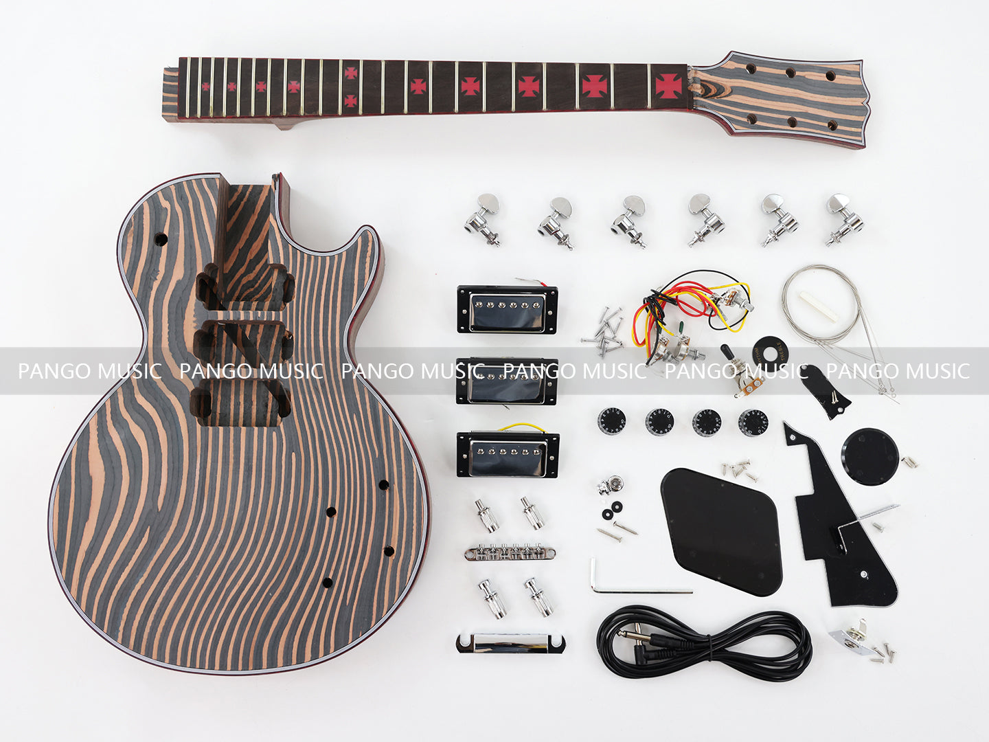 LP Custom All Zebrawood DIY Electric Guitar Kit (LRF-010, Limited Edition )