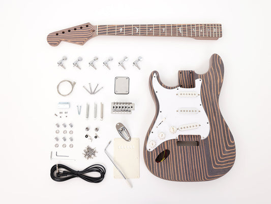 Left Hand All Zebrawood DIY Electric Guitar Kit (PST-512, Limited Edition)