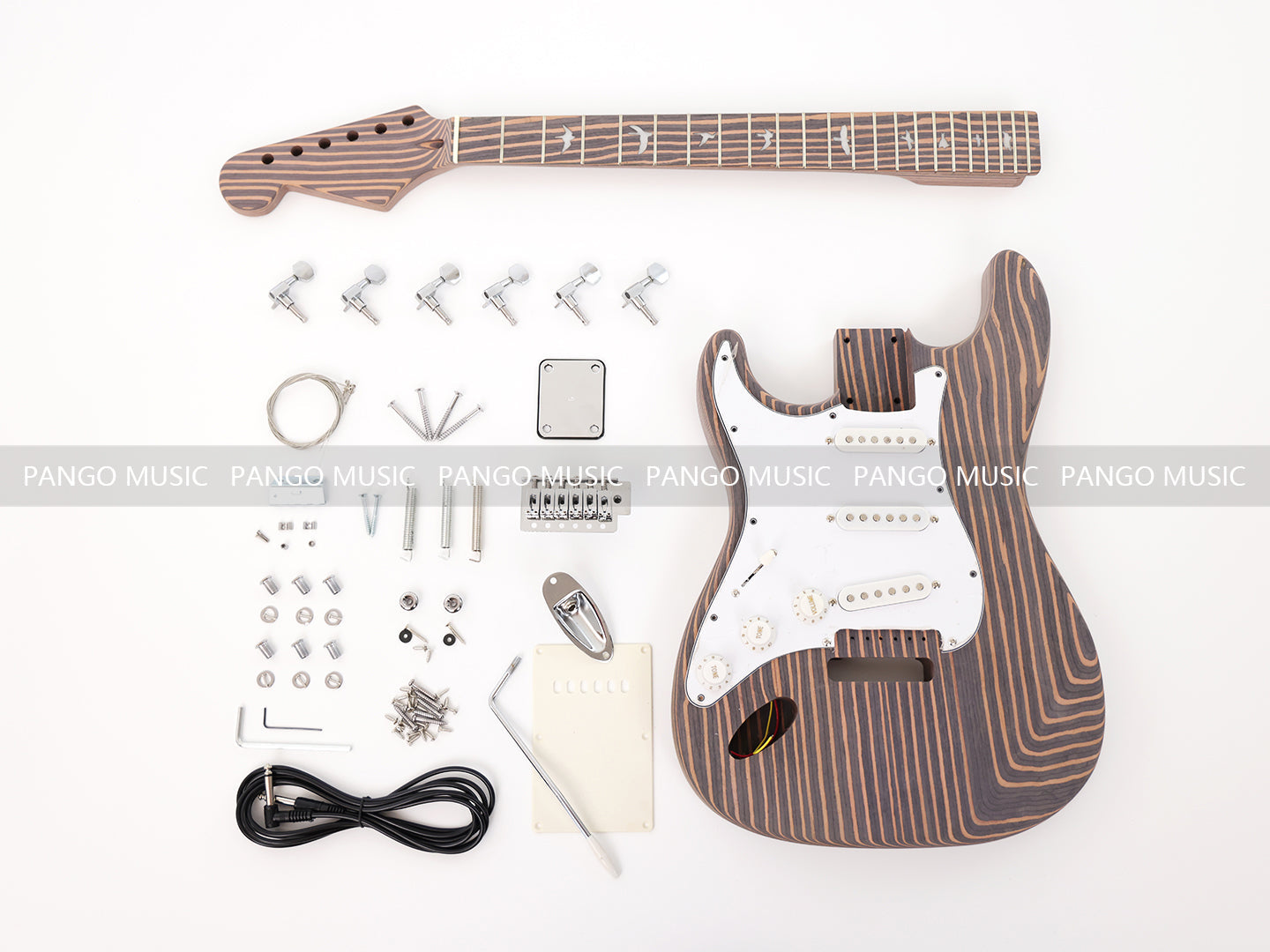 Left Hand All Zebrawood DIY Electric Guitar Kit (PST-512, Limited Edition)